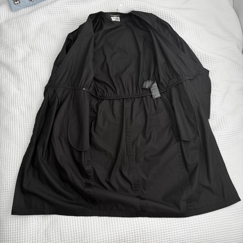 Saint Laurent Wrap Effect Mini Dress Black Cotton Twill Long Sleeve US 6 NWT - Picture 9 of 16